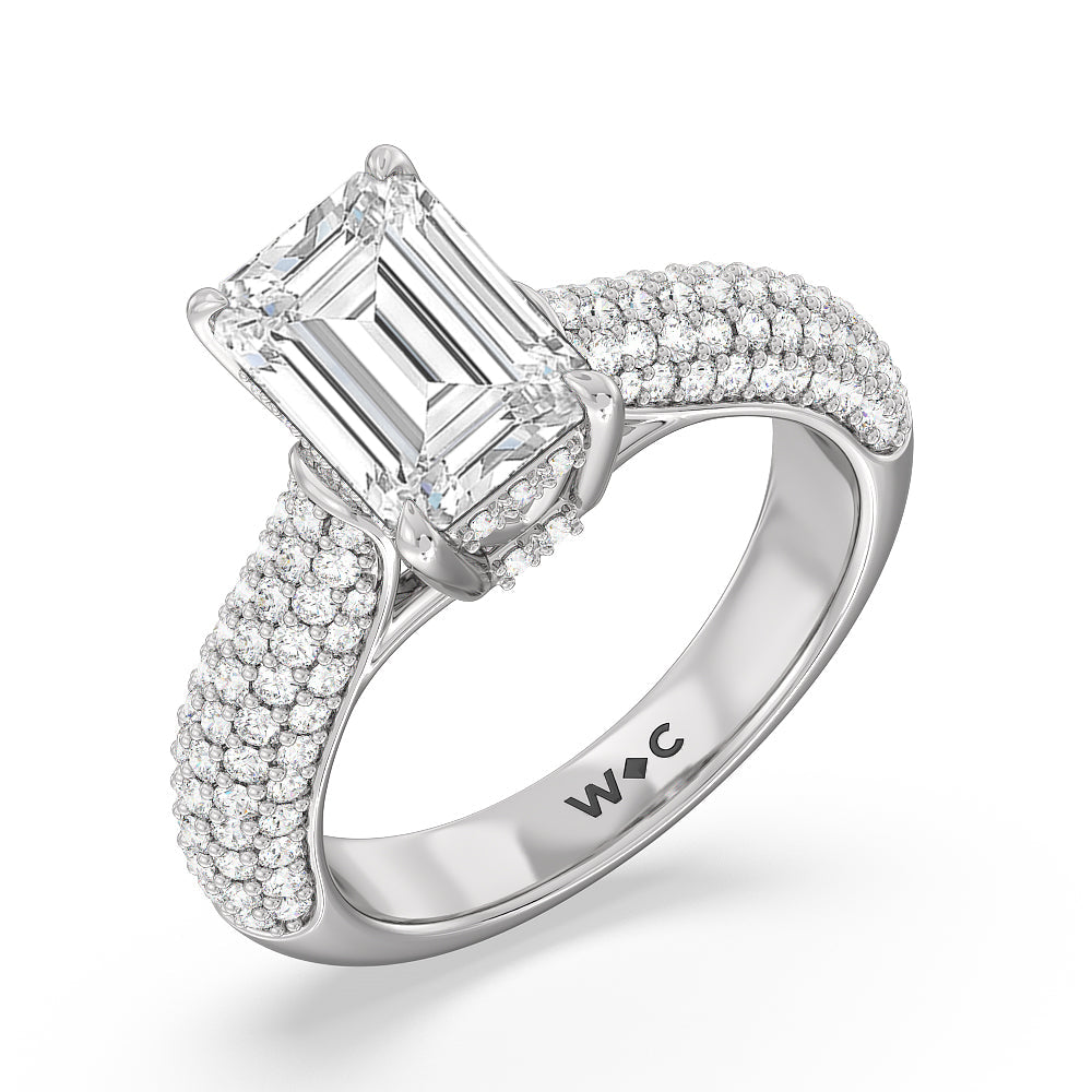 The Bleecker Ring with Emerald Cut Diamond in 14KT Platinum view 3
