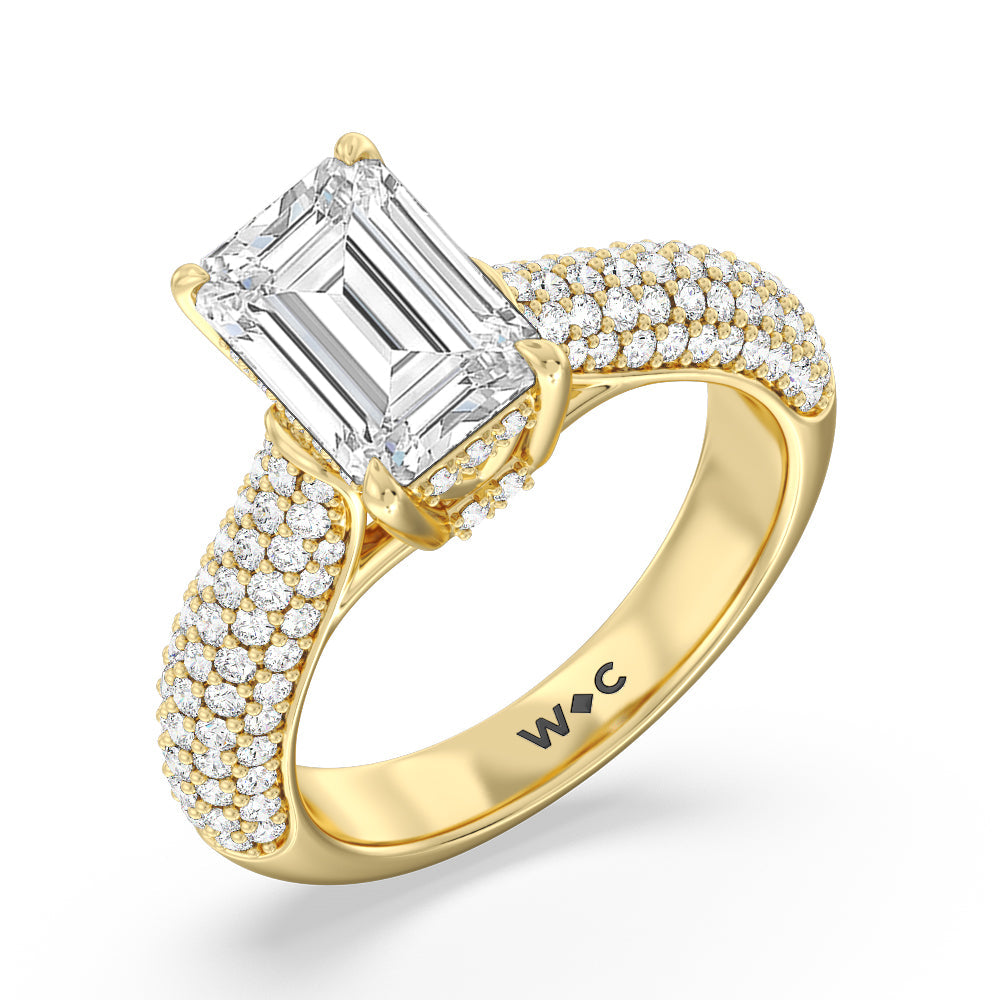The Bleecker Ring with Emerald Cut Diamond in 14KT Yellow Gold view 3
