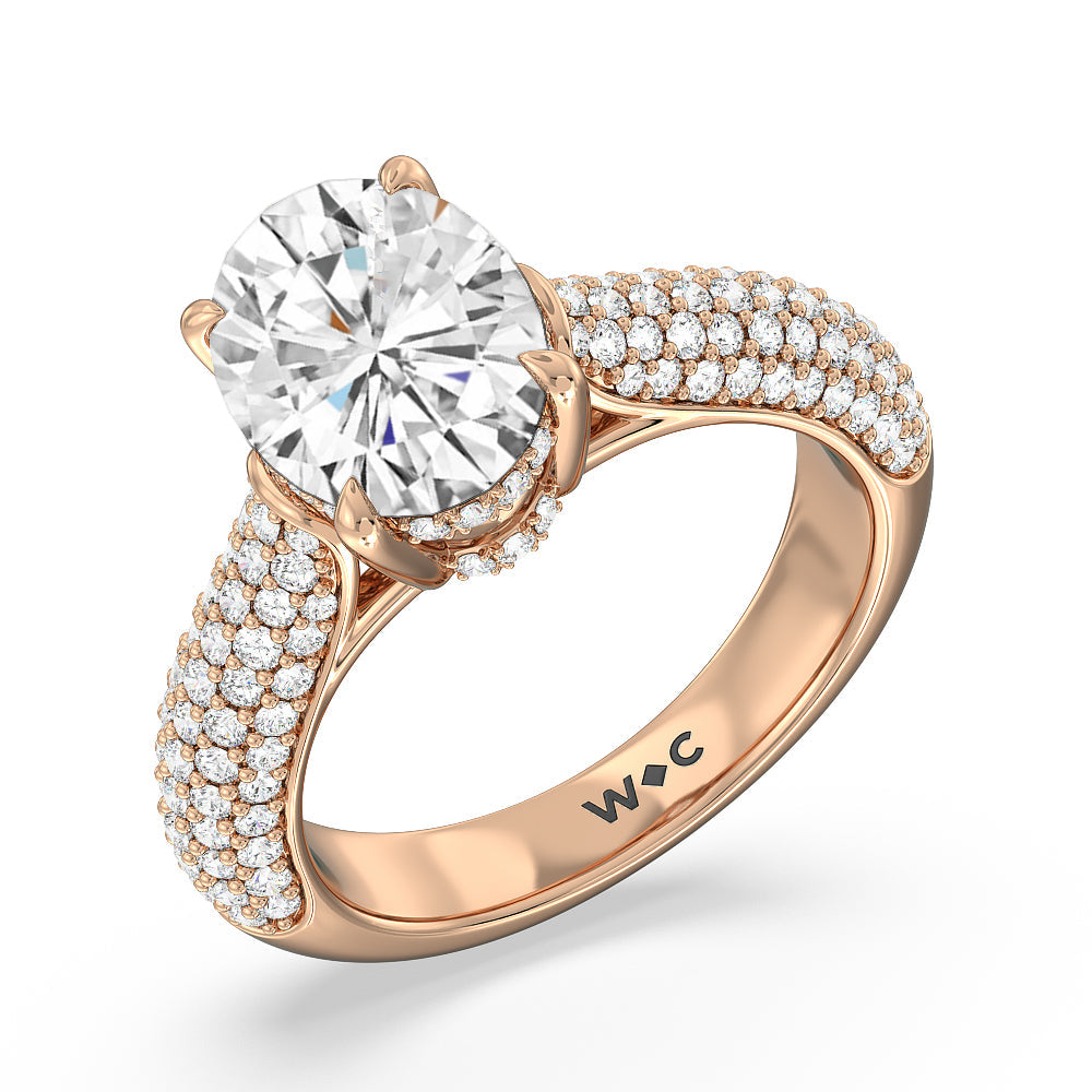 The Bleecker Ring with Oval Cut Diamond in 14KT Rose Gold view 3
