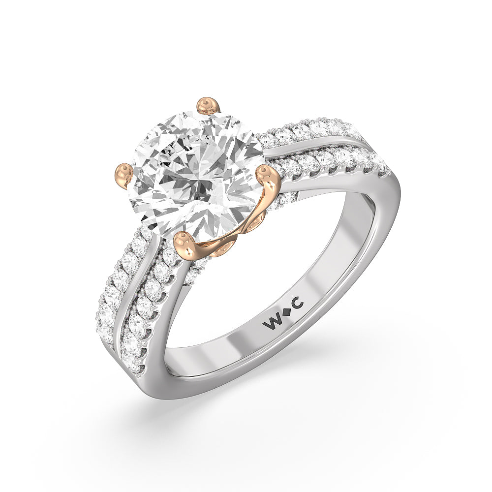 Round Cut The Essex Ring with Lab Grown Diamond in 14KT White & Rose Gold view 3
