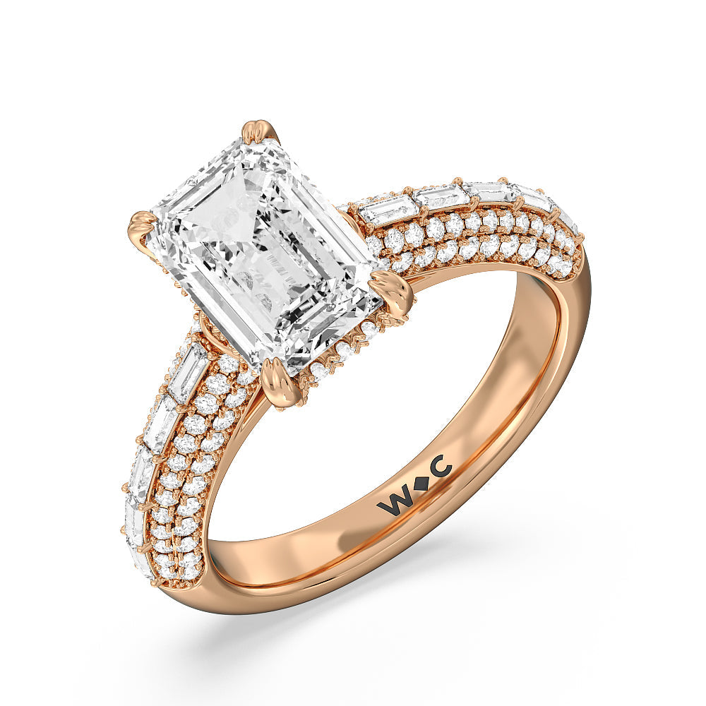Emerald Cut The Soho Ring with Lab Grown Diamond in 14KT Rose Gold view 3
