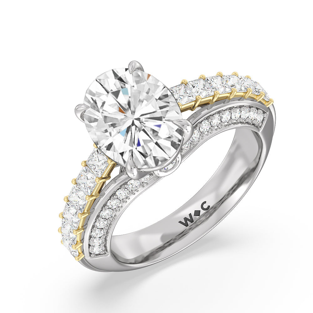 Oval Cut The Ludlow Ring with Lab Grown Diamond in 14KT White & Yellow Gold view 3
