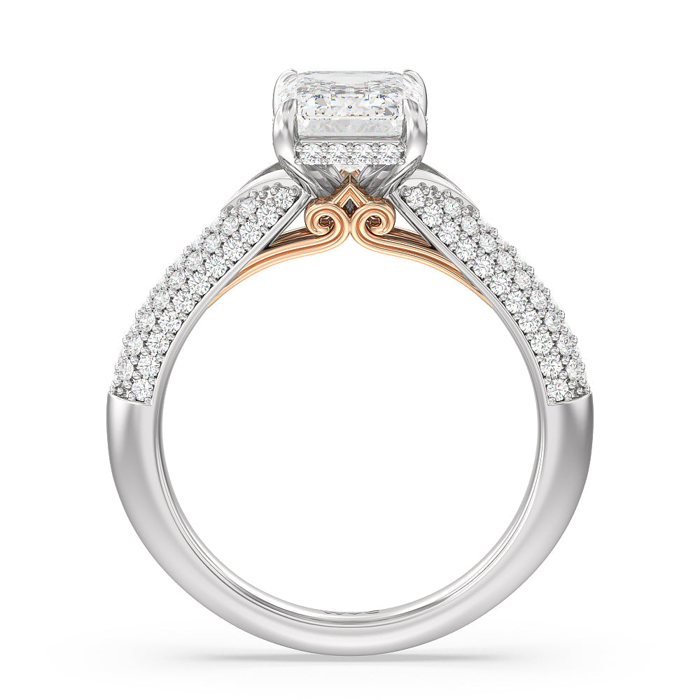 Emerald Cut The Delancey Ring with Lab Grown Diamond in 14KT White & Rose Gold view 3
