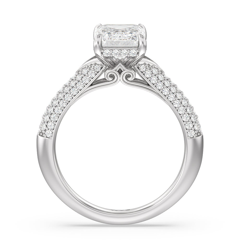 Emerald Cut The Delancey Ring with Lab Grown Diamond in 14KT Platinum view 3

