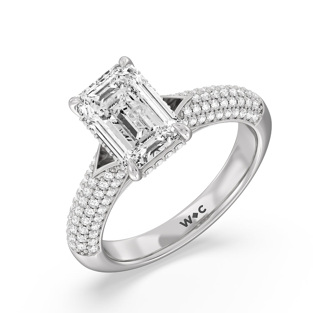 Emerald Cut The Delancey Ring with Lab Grown Diamond in 14KT Platinum view 4
