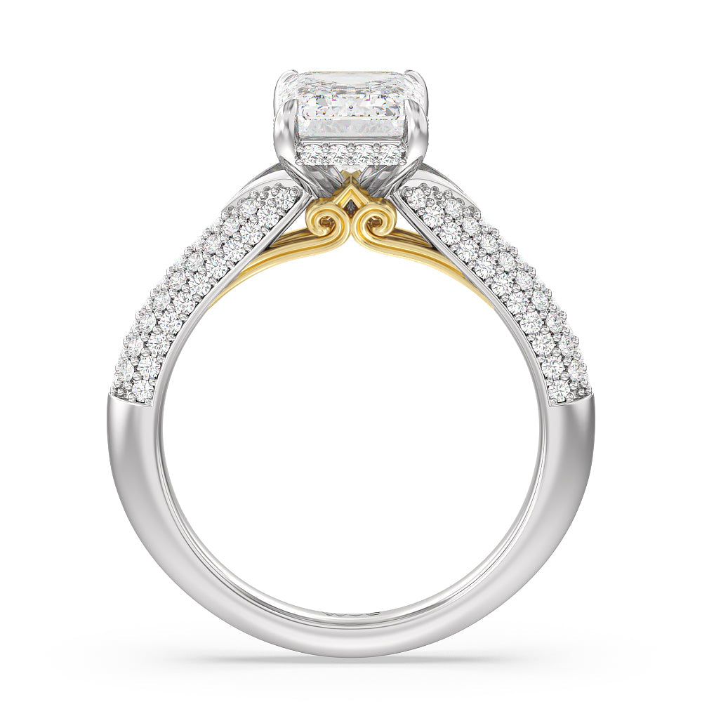 Emerald Cut The Delancey Ring with Lab Grown Diamond in 14KT White & Yellow Gold view 3
