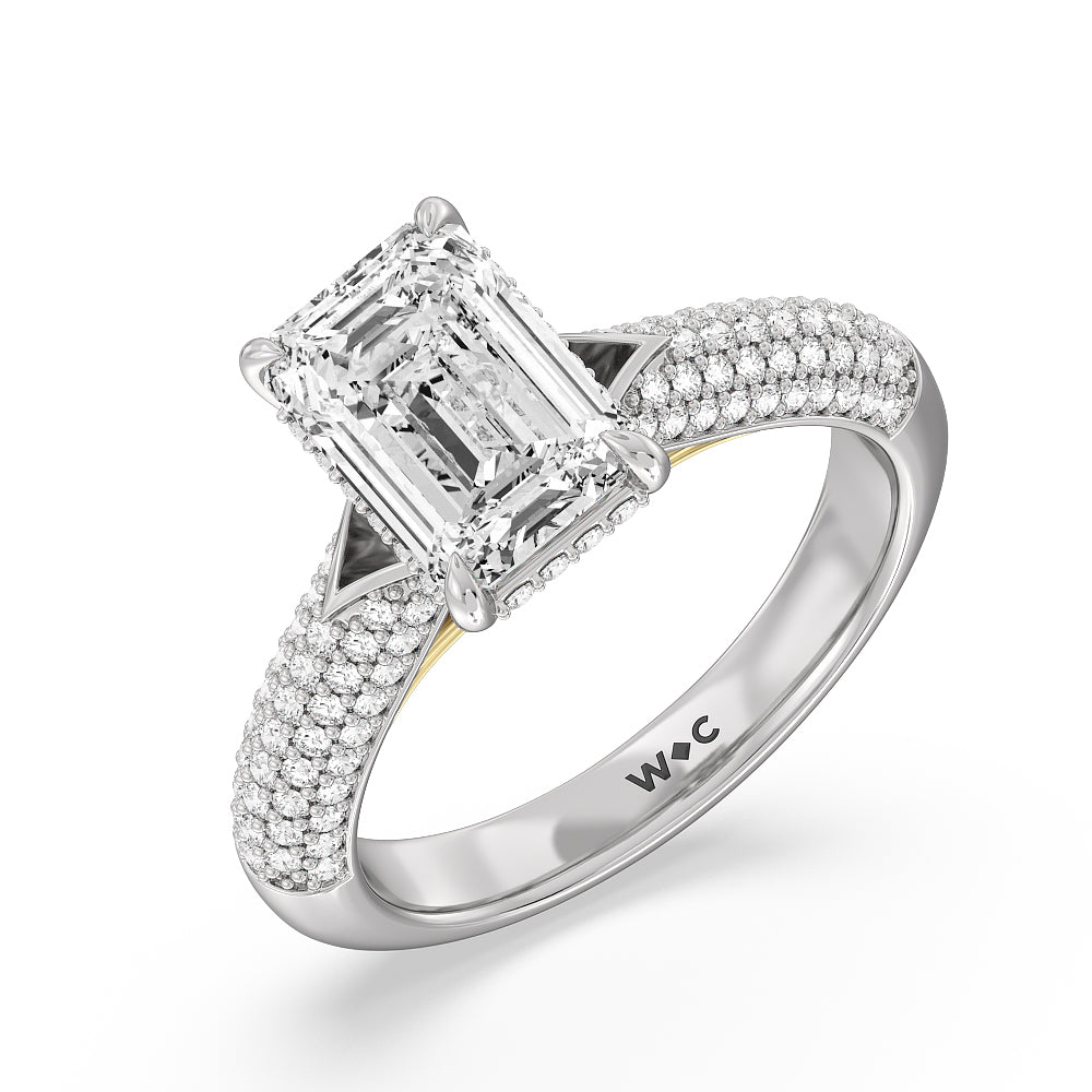 Emerald Cut The Delancey Ring with Lab Grown Diamond in 14KT White & Yellow Gold view 4
