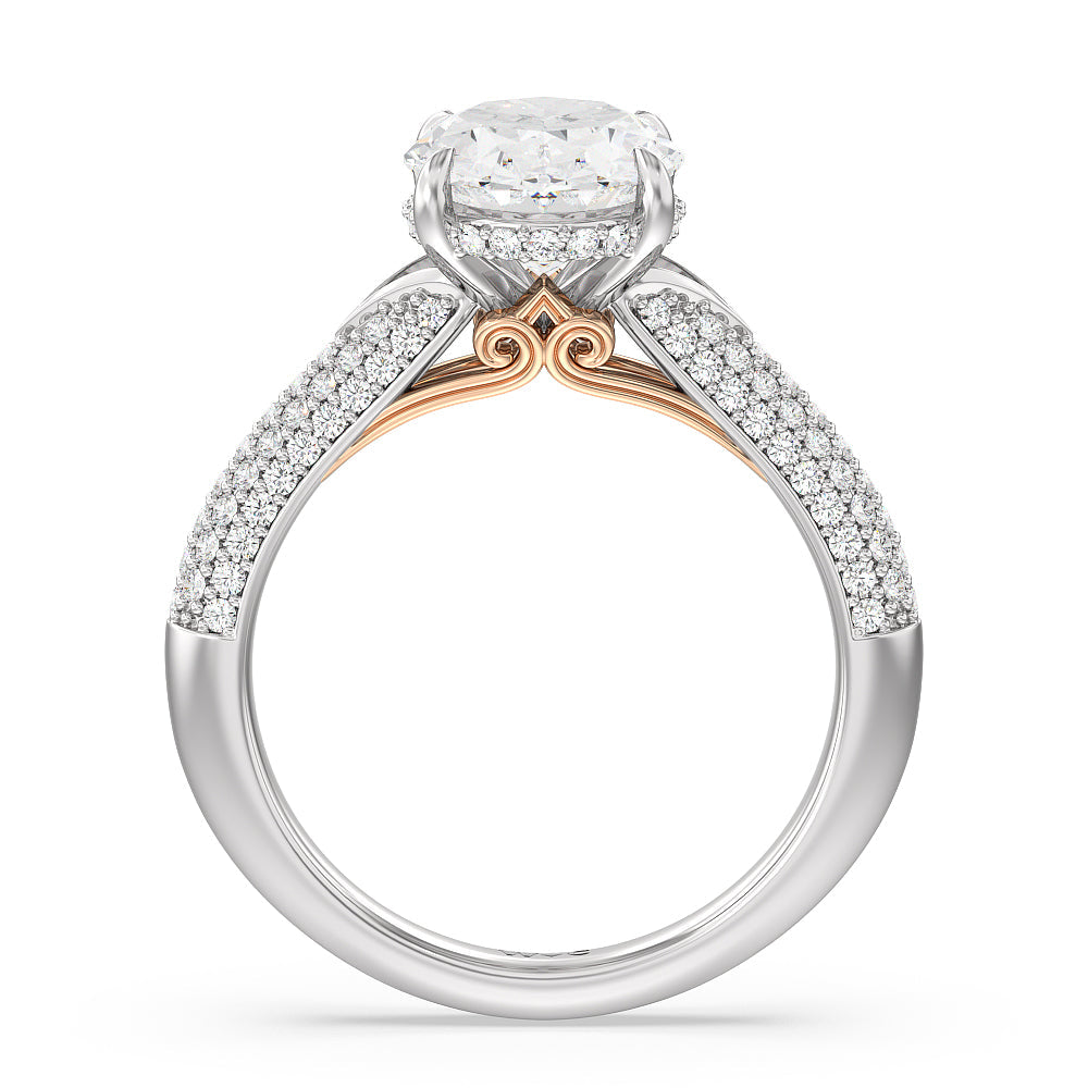 Oval Cut The Delancey Ring with Lab Grown Diamond in 14KT White & Rose Gold view 3

