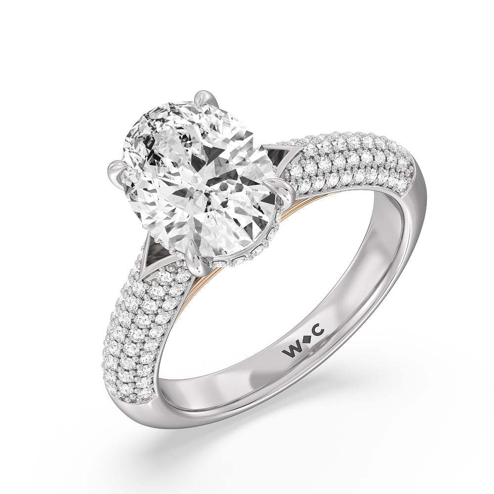 Oval Cut The Delancey Ring with Lab Grown Diamond in 14KT White & Rose Gold view 4
