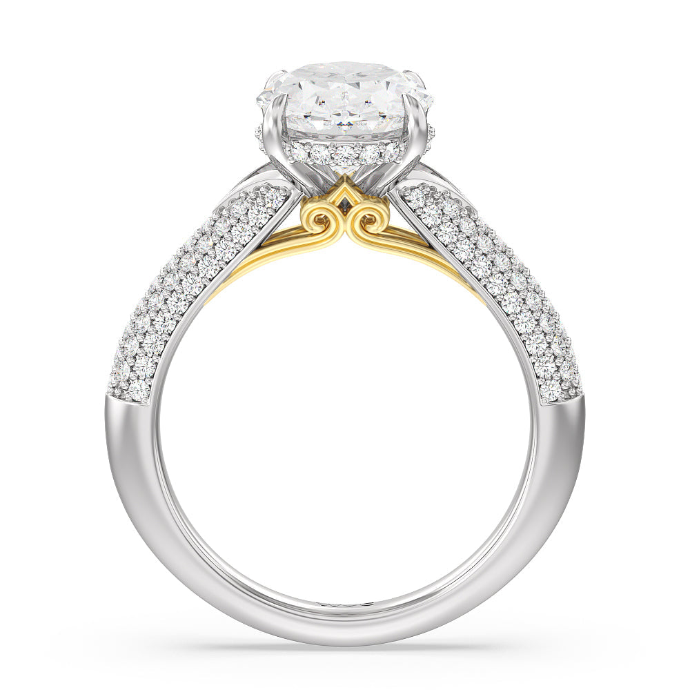 Oval Cut The Delancey Ring with Lab Grown Diamond in 14KT White & Yellow Gold view 3
