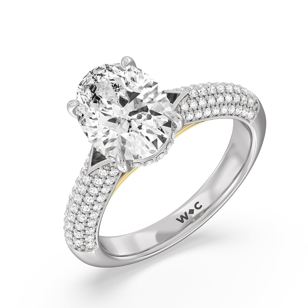Oval Cut The Delancey Ring with Lab Grown Diamond in 14KT White & Yellow Gold view 4
