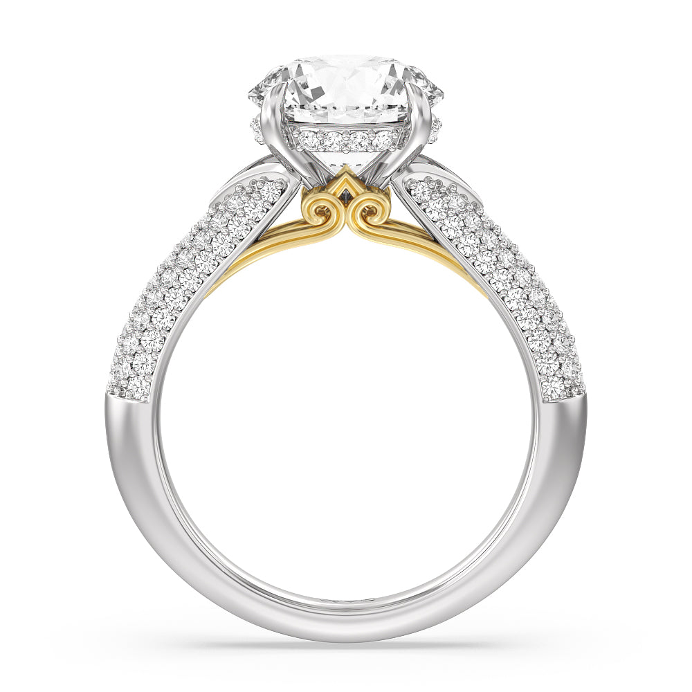 Round Cut The Delancey Ring with Lab Grown Diamond in 14KT White & Yellow Gold view 3
