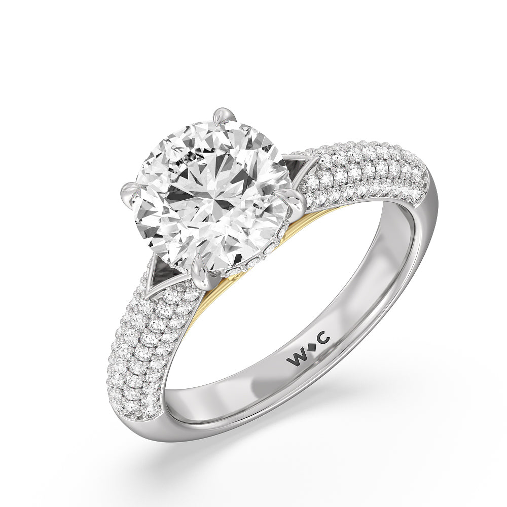 Round Cut The Delancey Ring with Lab Grown Diamond in 14KT White & Yellow Gold view 4
