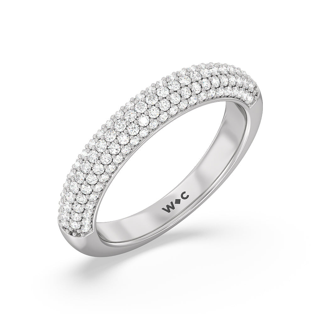 The Delancey Diamond Wedding Band with Platinum Cut Diamond in 14KT Platinum view 4
