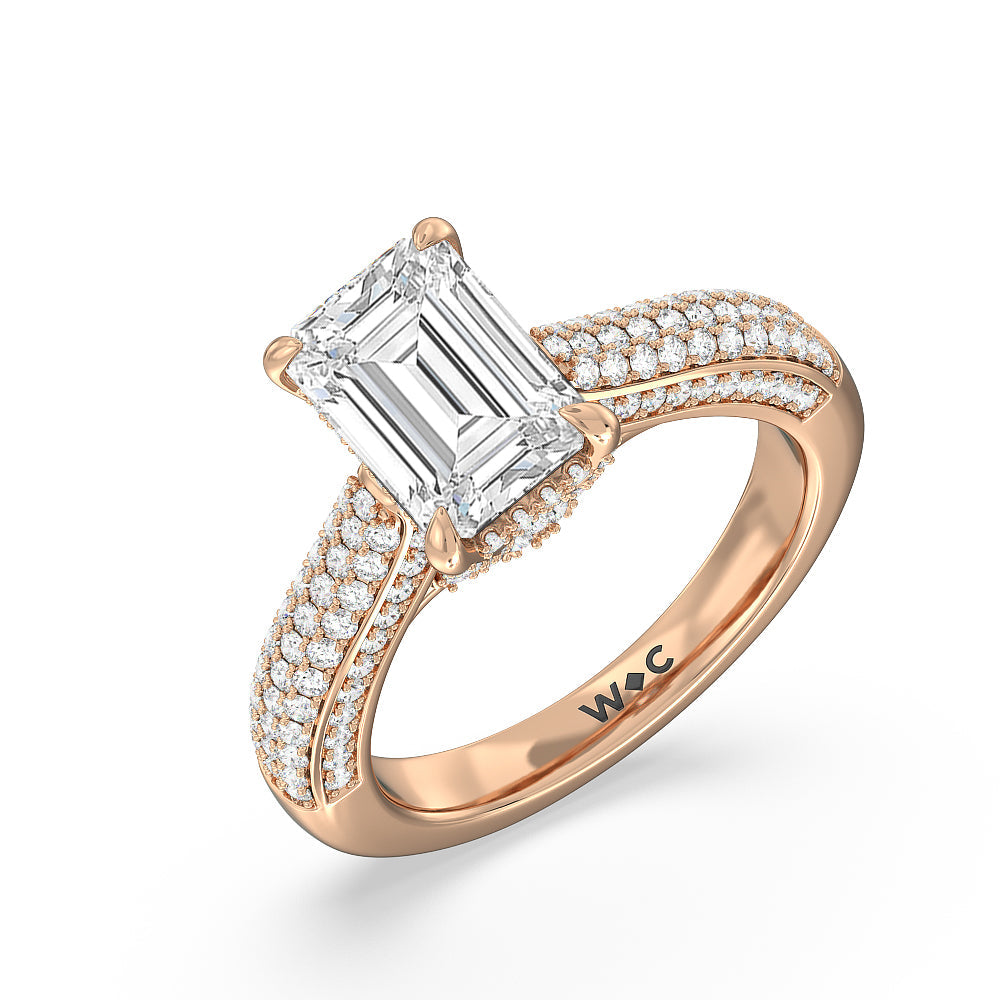 The Lafayette Ring with Emerald Cut Diamond in 14KT Rose Gold view 3
