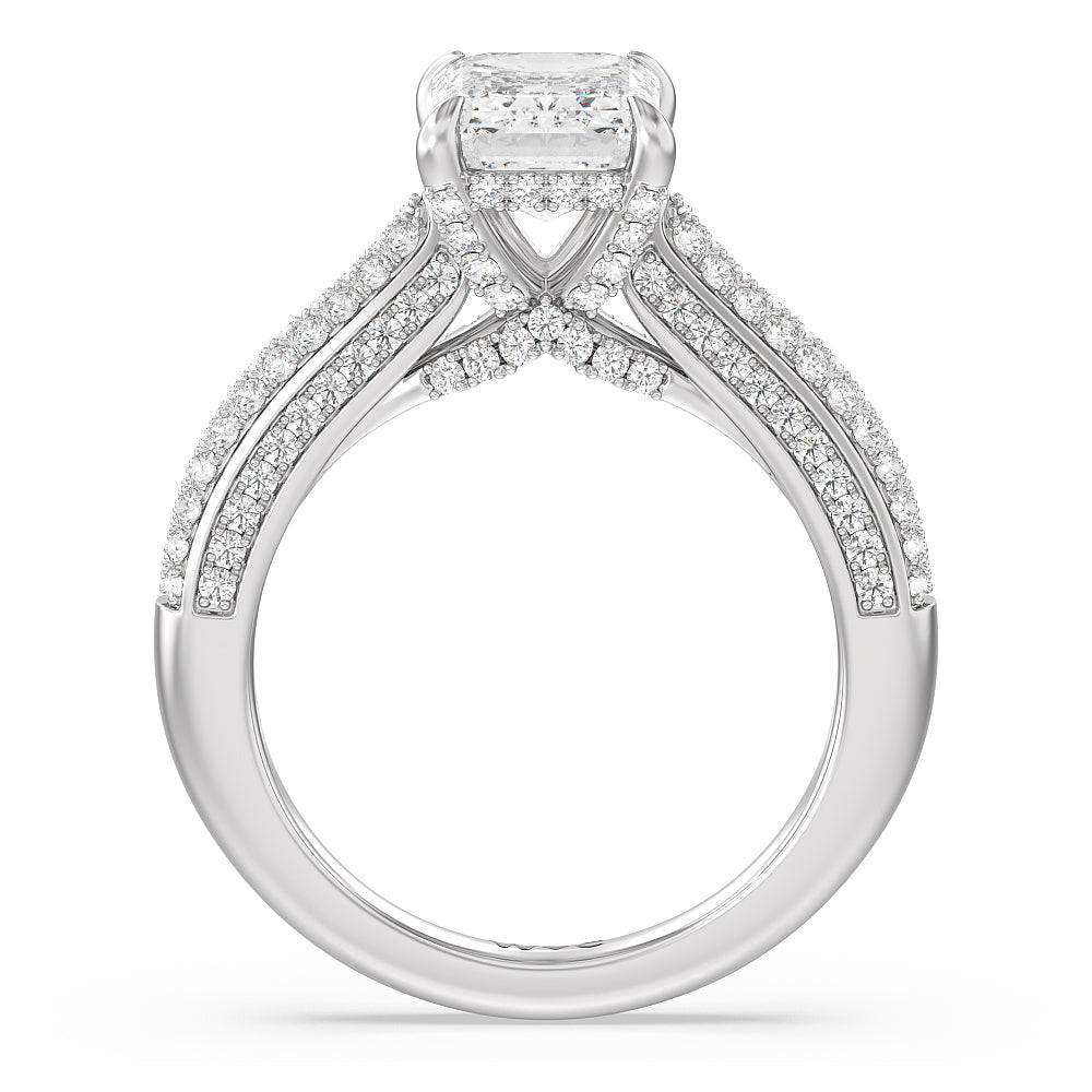 The Lafayette Ring with Emerald Cut Diamond in 14KT Platinum view 2
