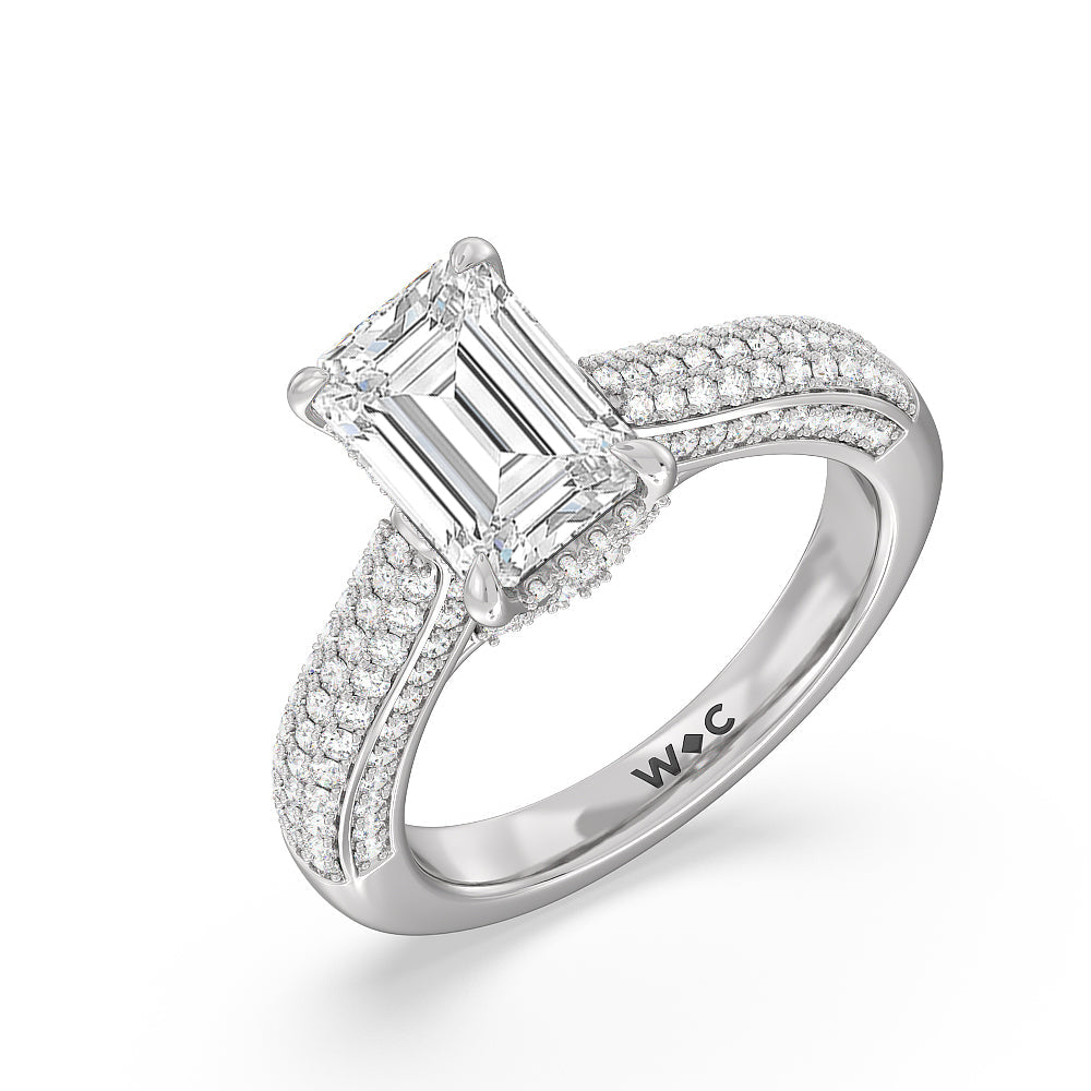 The Lafayette Ring with Emerald Cut Diamond in 14KT Platinum view 3
