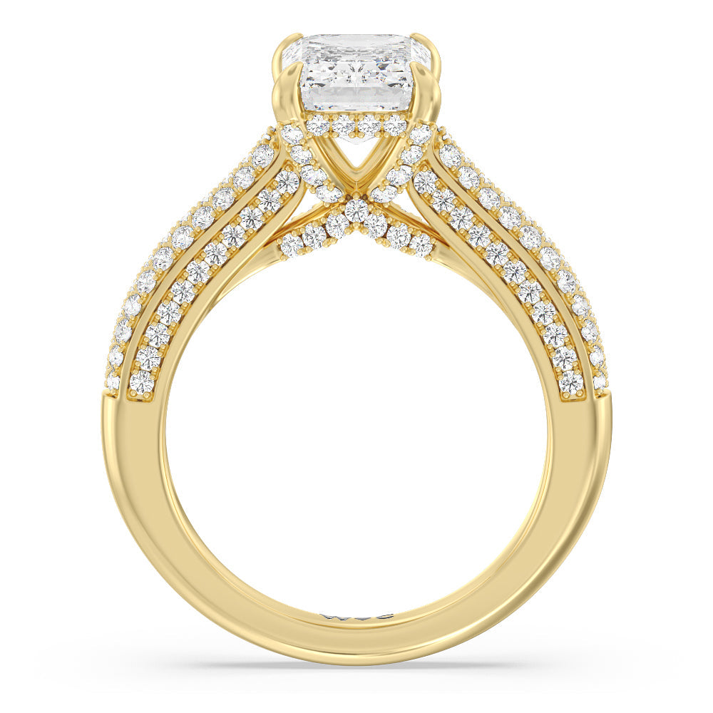 The Lafayette Ring with Emerald Cut Diamond in 14KT Yellow Gold view 2
