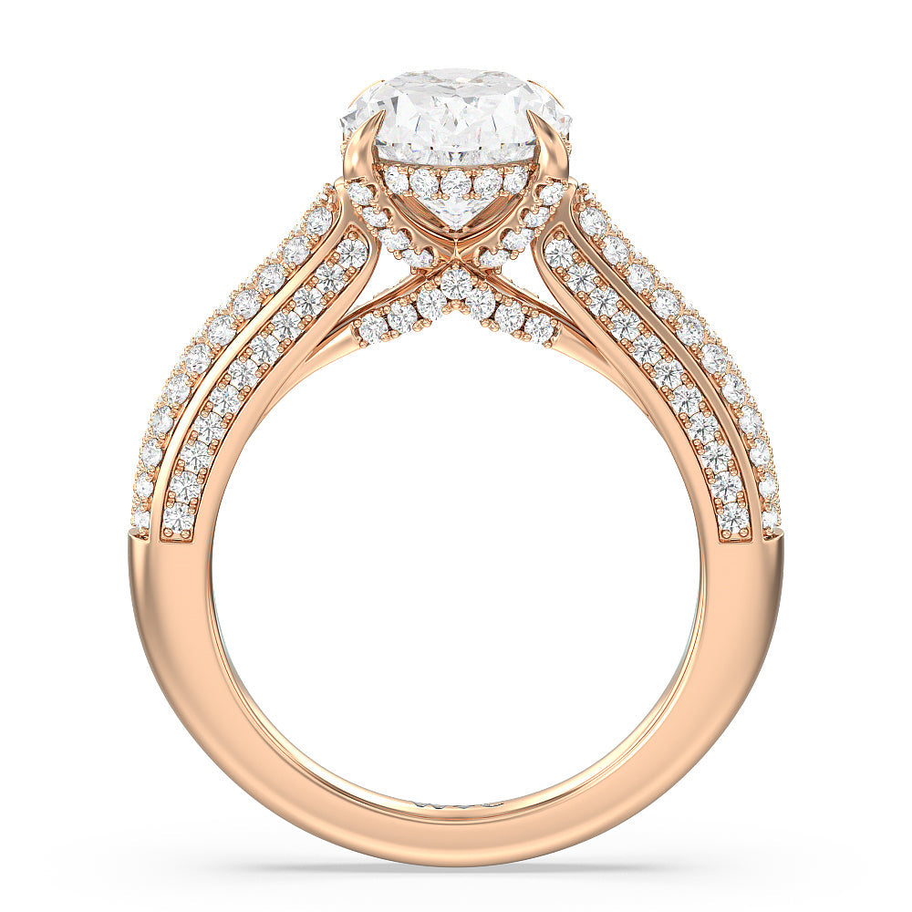 The Lafayette Ring with Oval Cut Diamond in 14KT Rose Gold view 2
