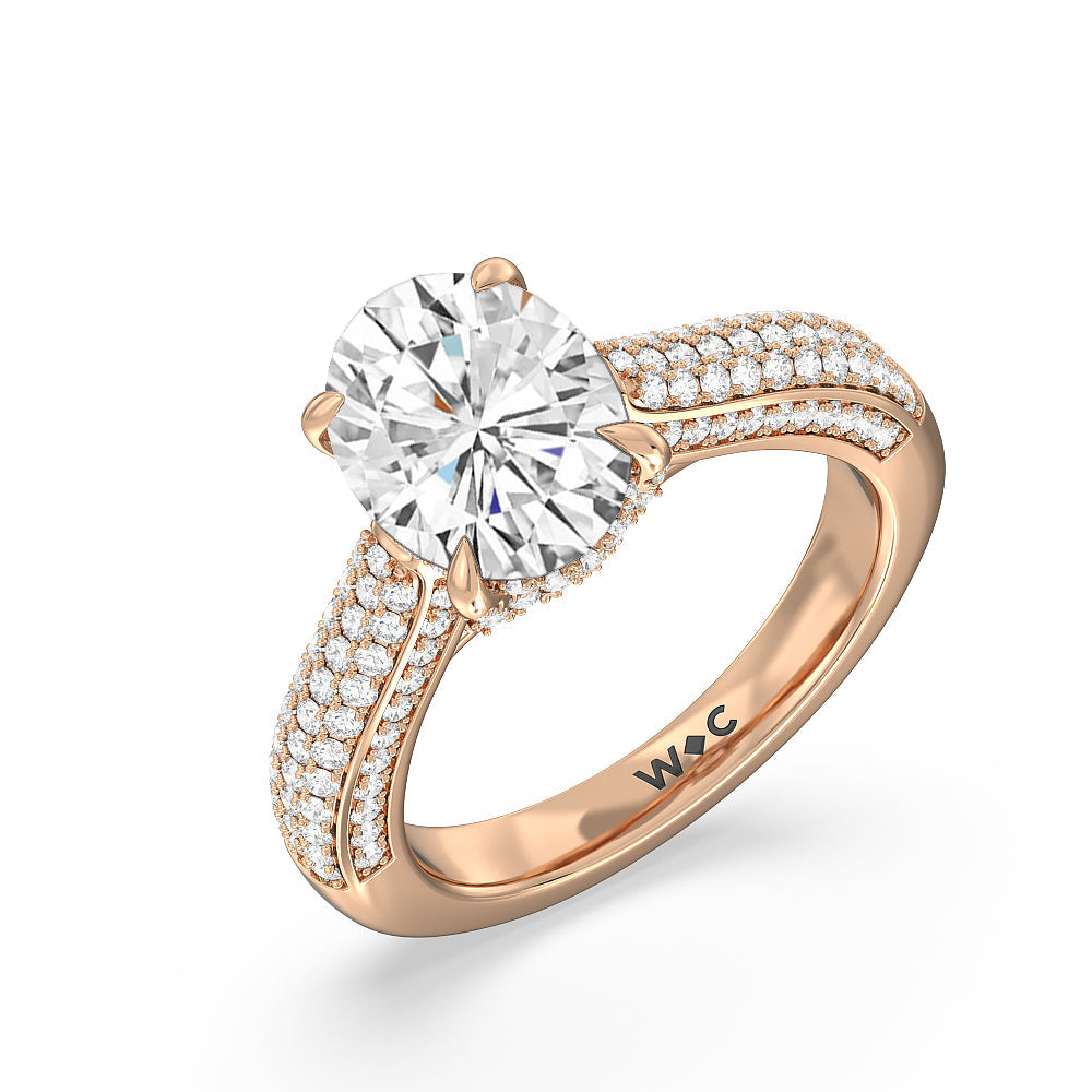 The Lafayette Ring with Oval Cut Diamond in 14KT Rose Gold view 3
