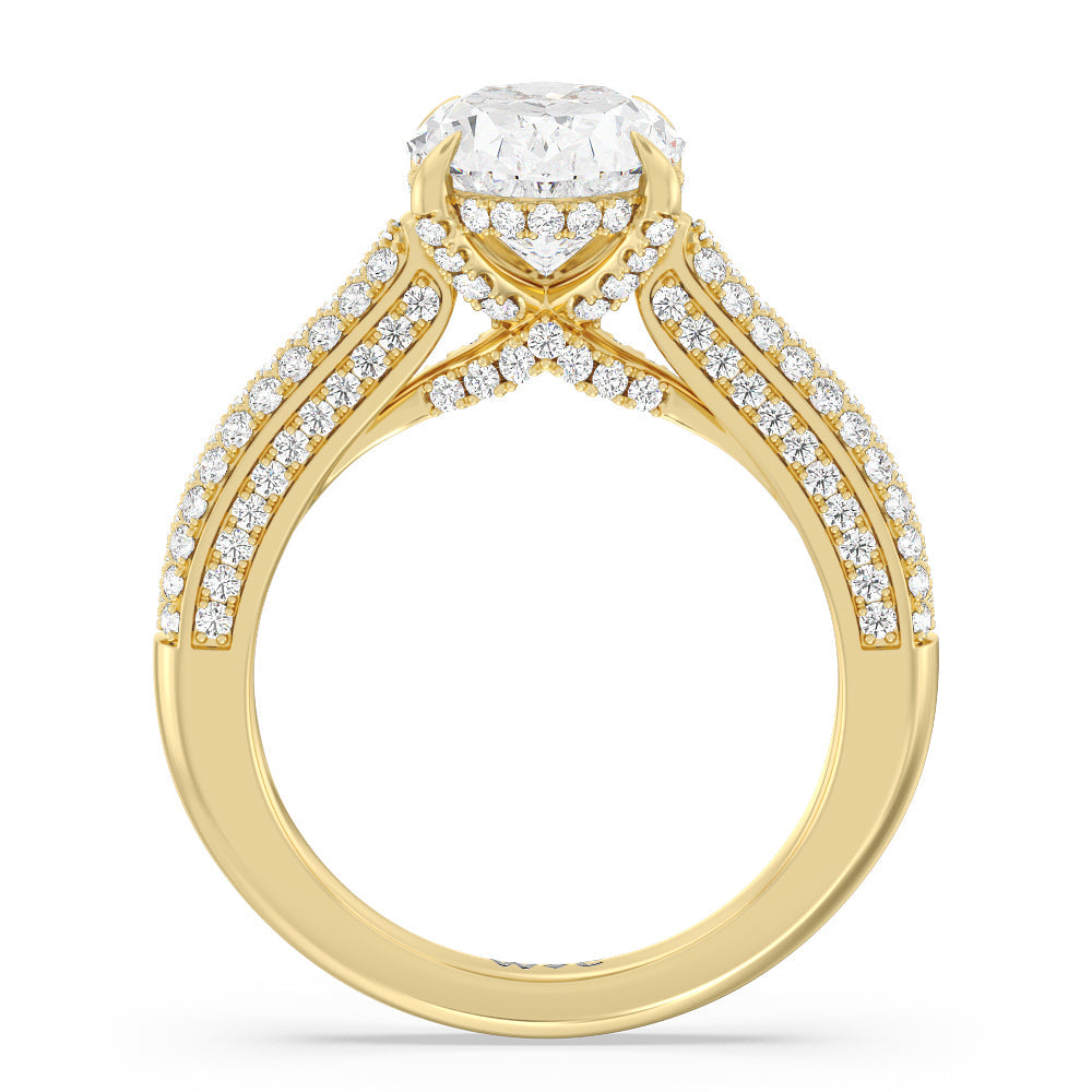 The Lafayette Ring with Oval Cut Diamond in 14KT Yellow Gold view 2
