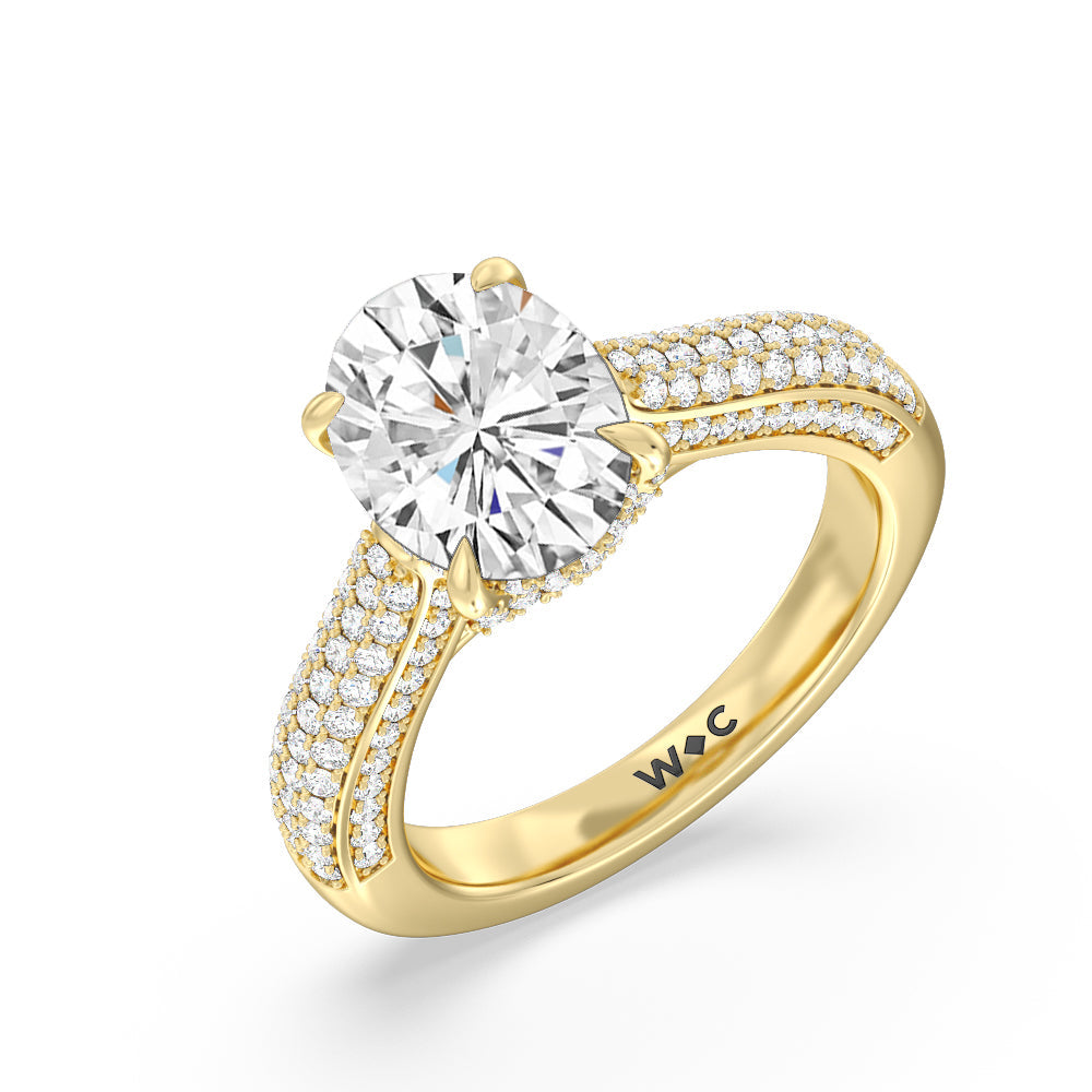 The Lafayette Ring with Oval Cut Diamond in 14KT Yellow Gold view 3
