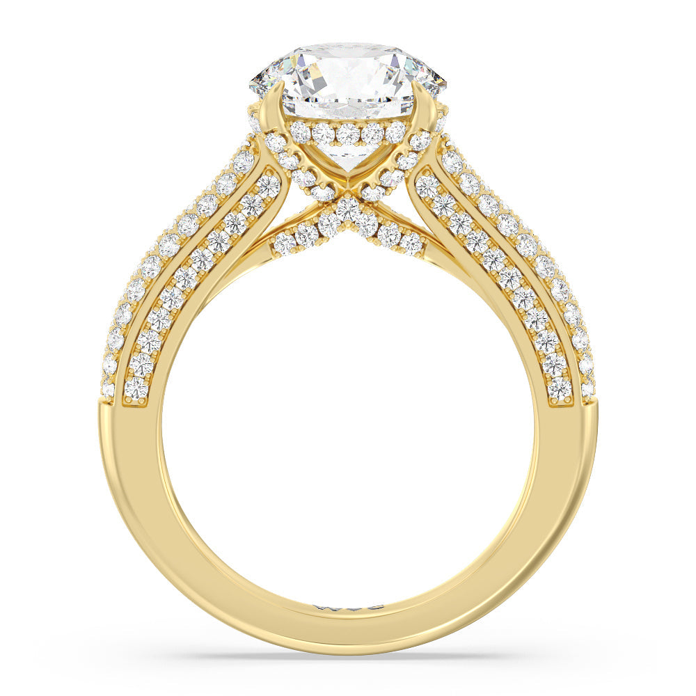 The Lafayette Ring with Round Cut Diamond in 14KT Yellow Gold view 2
