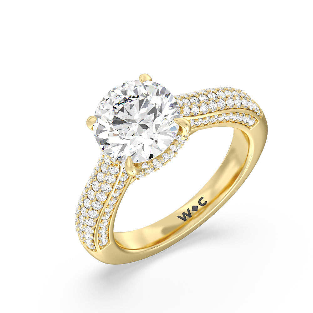 The Lafayette Ring with Round Cut Diamond in 14KT Yellow Gold view 3
