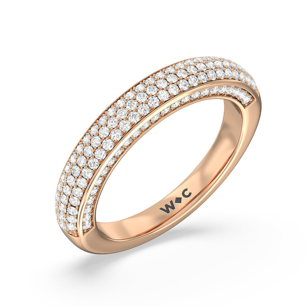 The Lafayette Diamond Wedding Band with 18KT Rose Gold Cut Diamond in 14KT Rose Gold view 4
