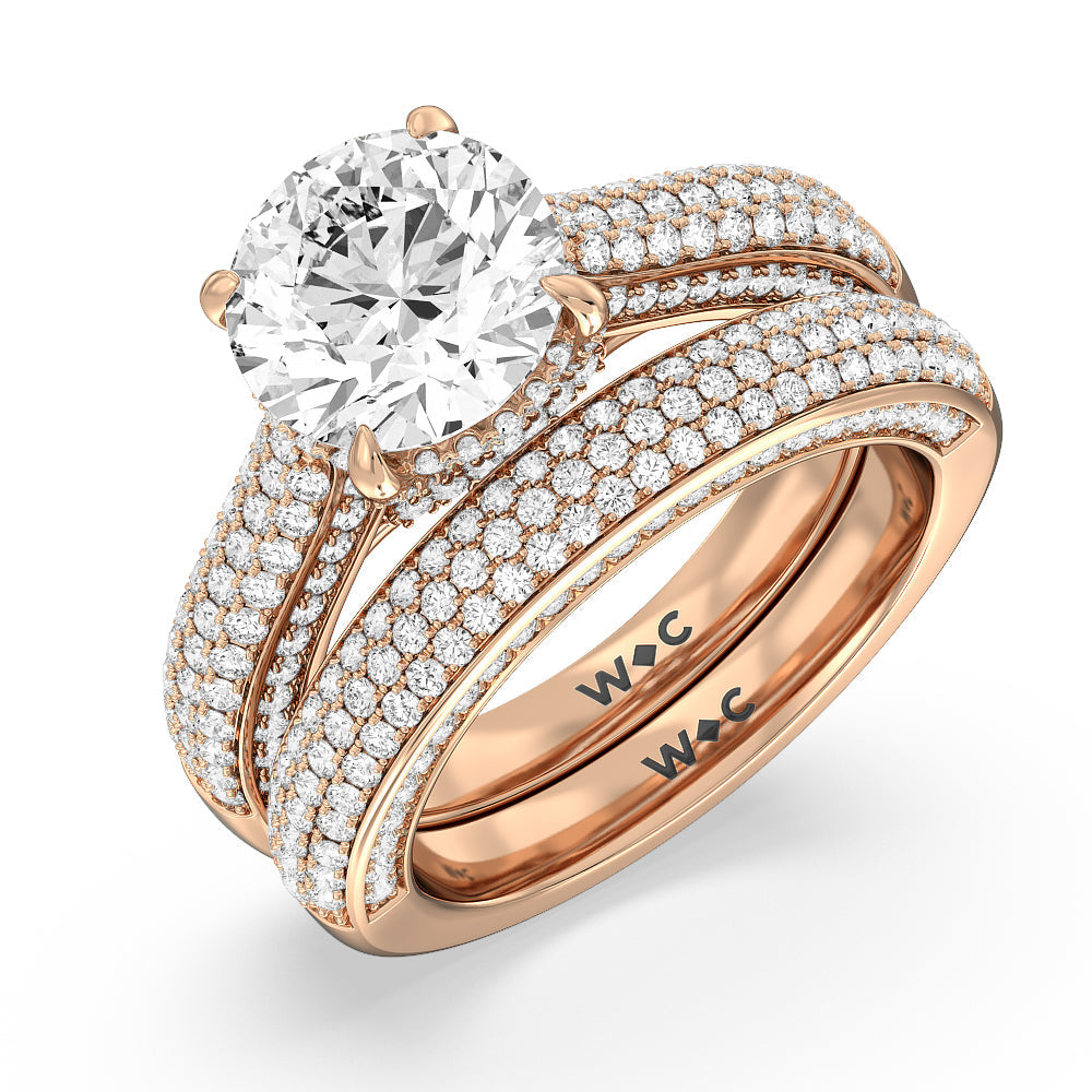 The Lafayette Diamond Wedding Band with 18KT Rose Gold Cut Diamond in 14KT Rose Gold view 3

