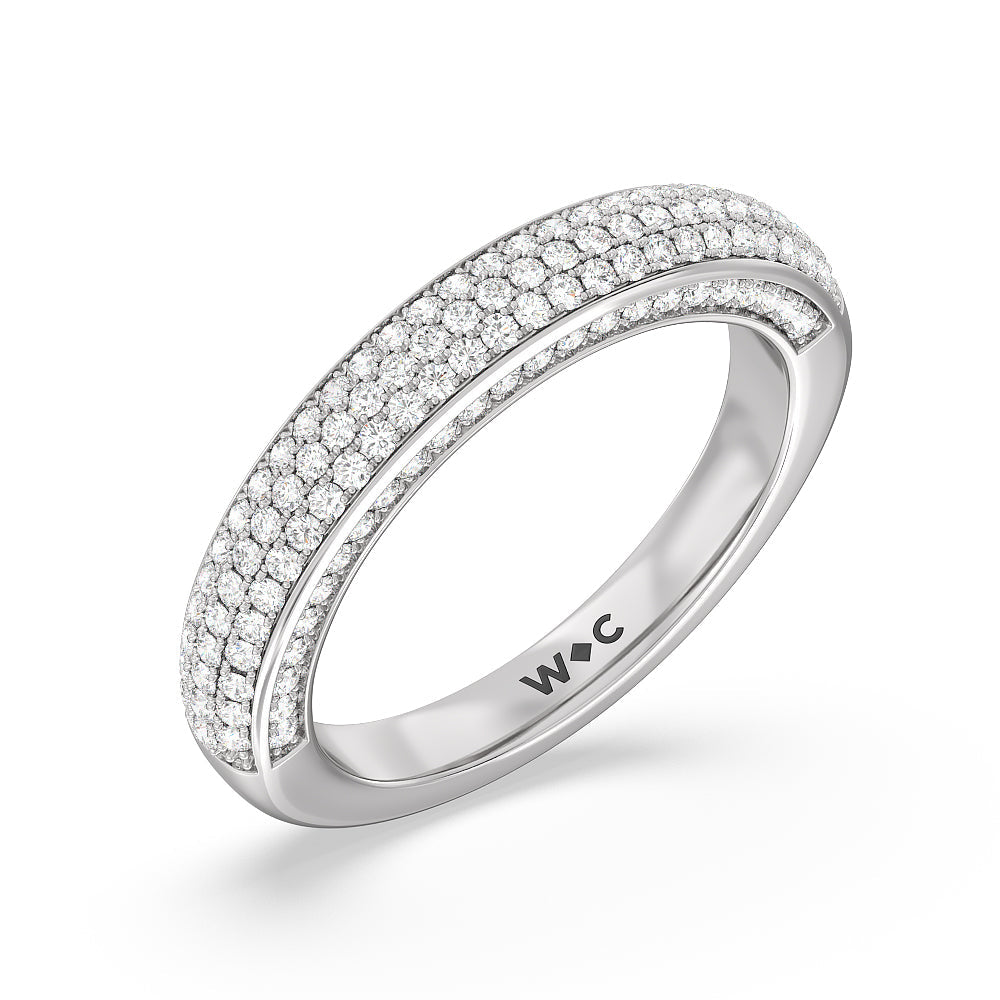 The Lafayette Diamond Wedding Band with Platinum Cut Diamond in 14KT Platinum view 4
