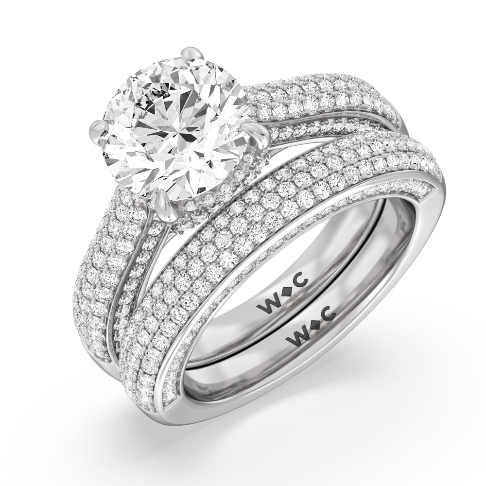 The Lafayette Diamond Wedding Band with Platinum Cut Diamond in 14KT Platinum view 3
