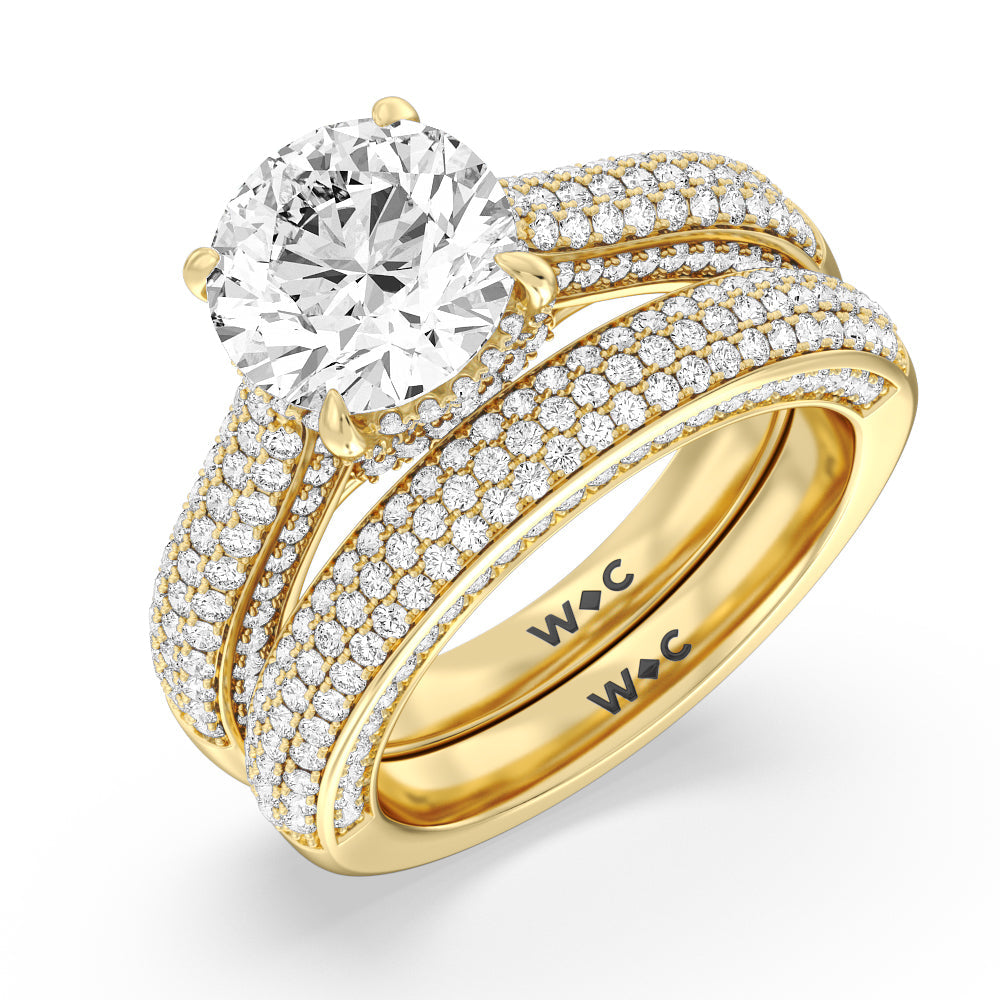 The Lafayette Diamond Wedding Band with 18KT Yellow Gold Cut Diamond in 14KT Yellow Gold view 3
