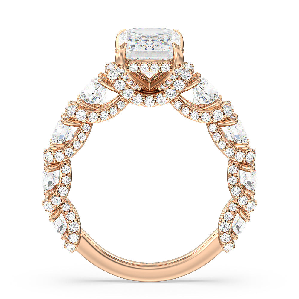 The Fulton Ring with Emerald Cut Diamond in 14KT Rose Gold view 3
