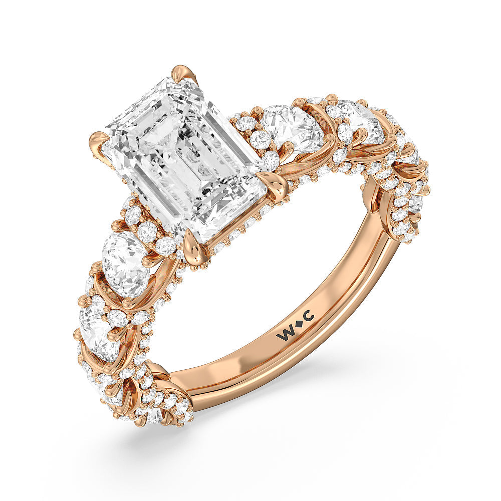 The Fulton Ring with Emerald Cut Diamond in 14KT Rose Gold view 4
