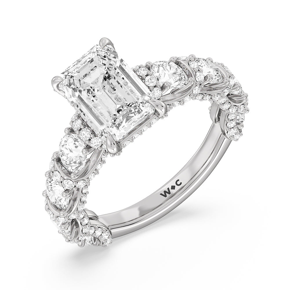 The Fulton Ring with Emerald Cut Diamond in 14KT Platinum view 4
