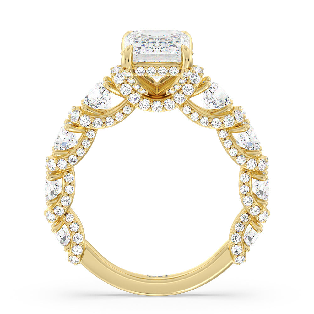 The Fulton Ring with Emerald Cut Diamond in 14KT Yellow Gold view 3
