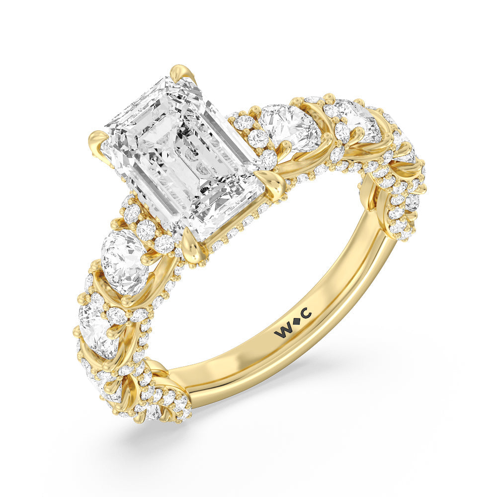 The Fulton Ring with Emerald Cut Diamond in 14KT Yellow Gold view 4
