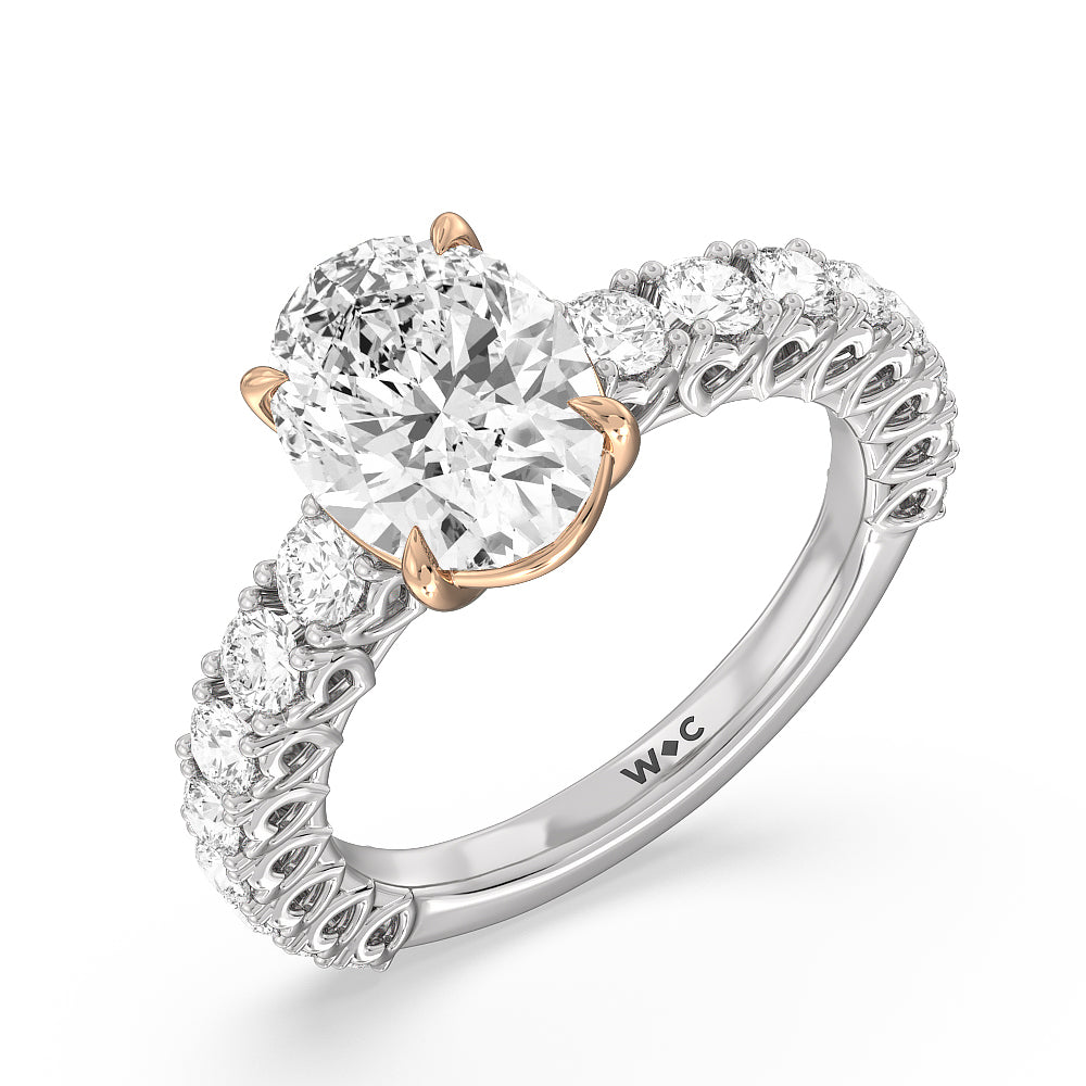 Oval Cut The Uptown Ring with Lab Grown Diamond in 14KT White & Rose Gold view 3
