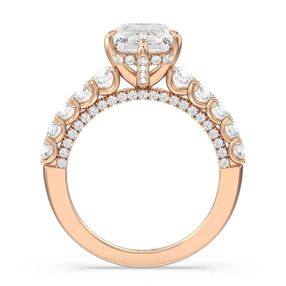 The Fifth Avenue Ring with Emerald Cut Diamond in 14KT Rose Gold view 2
