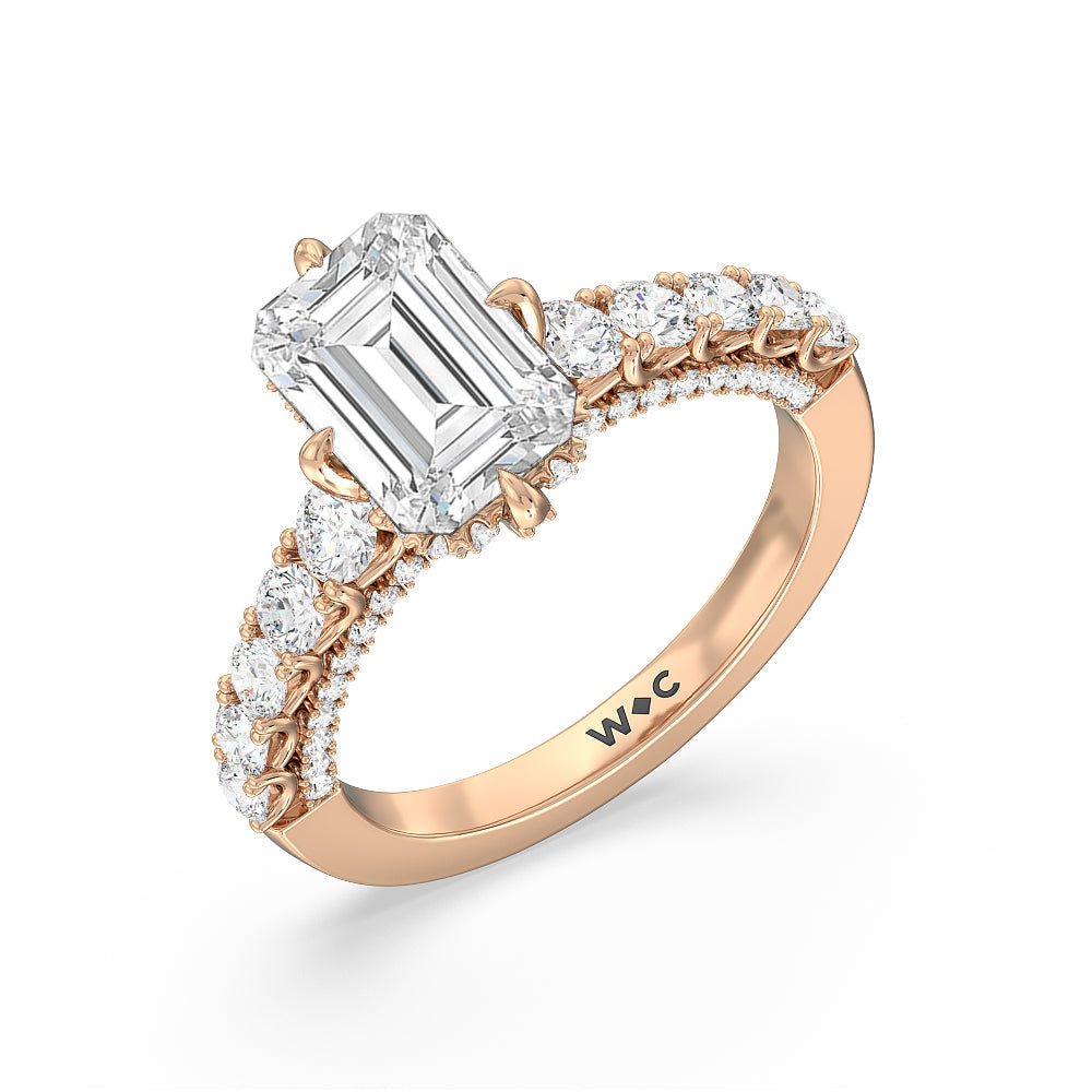 The Fifth Avenue Ring with Emerald Cut Diamond in 14KT Rose Gold view 3
