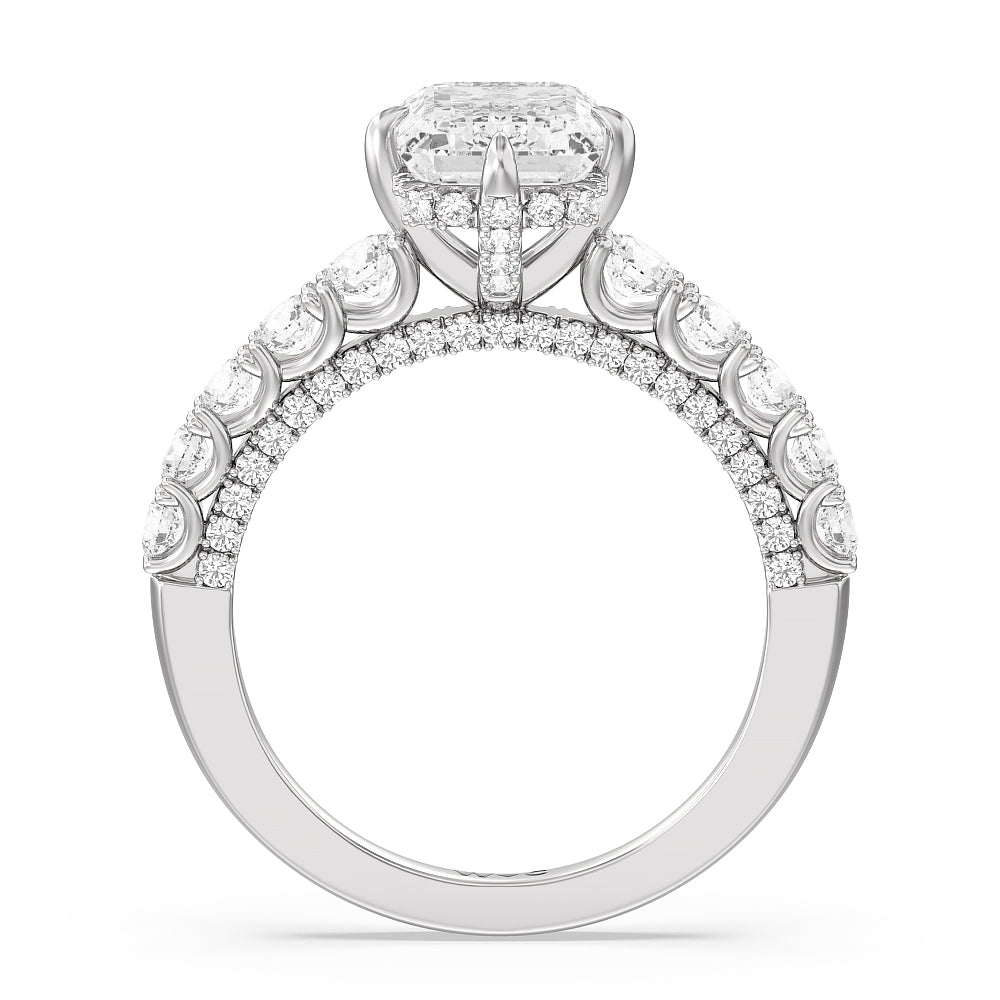 The Fifth Avenue Ring with Emerald Cut Diamond in 14KT Platinum view 2
