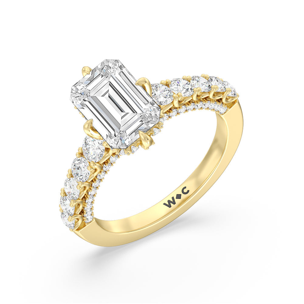 The Fifth Avenue Ring with Emerald Cut Diamond in 14KT Yellow Gold view 3
