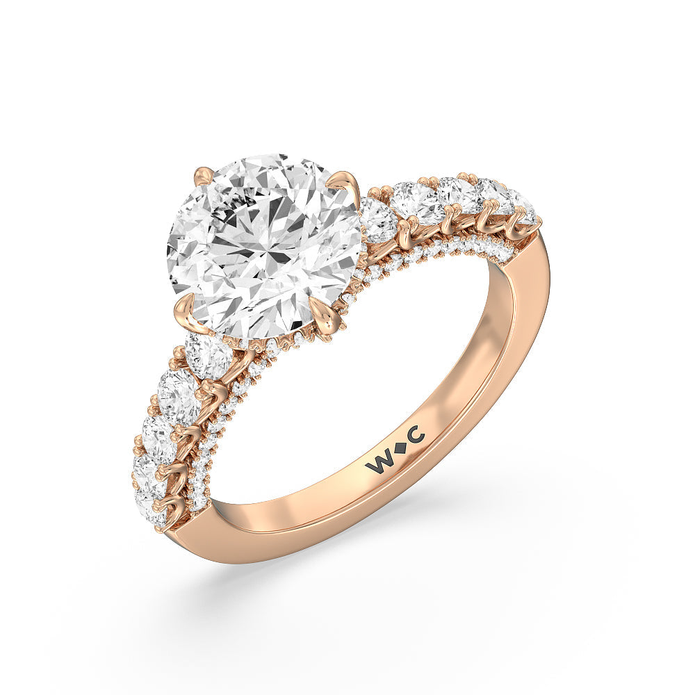 The Fifth Avenue Ring with Round Cut Diamond in 14KT Rose Gold view 3
