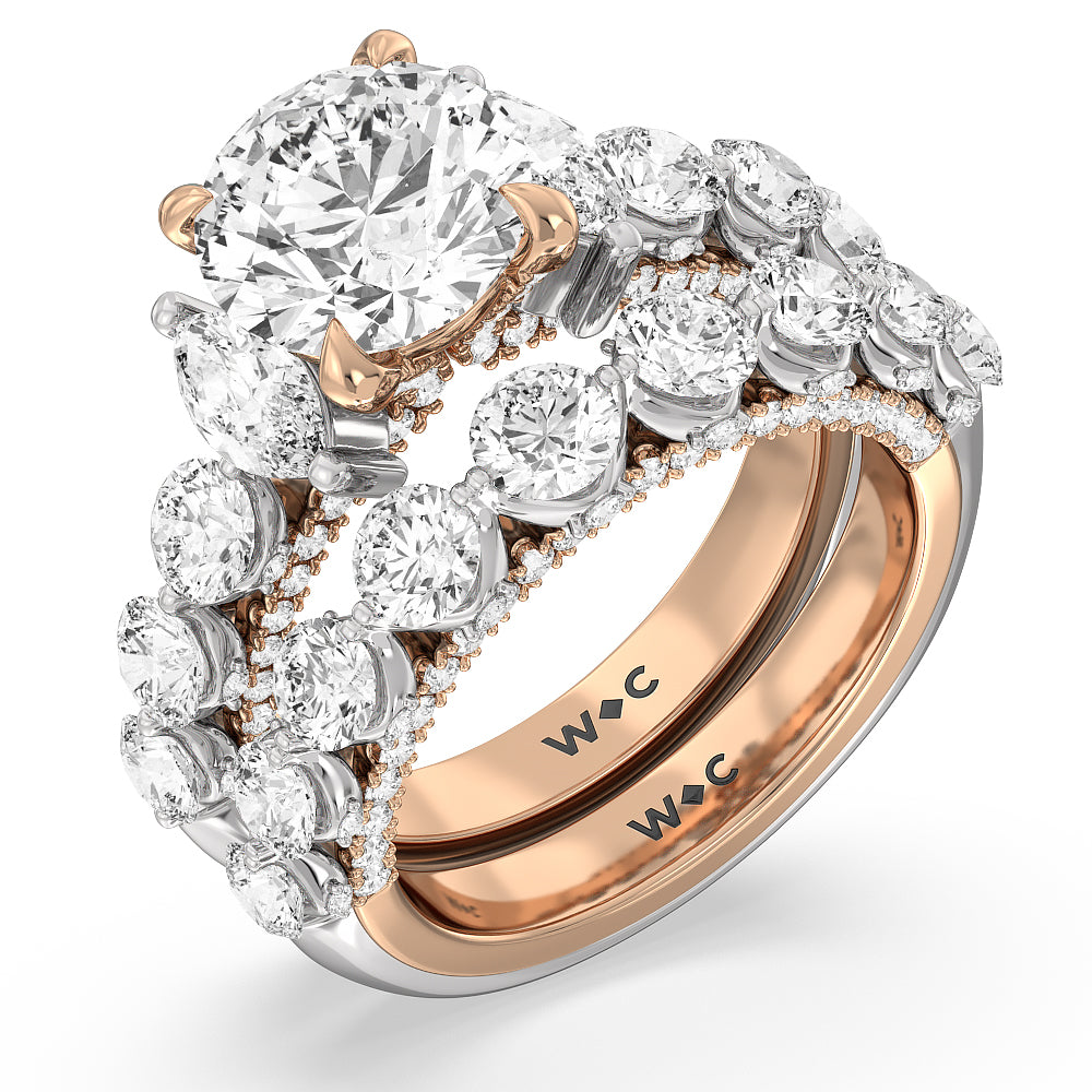 The St. Regis Band with 18KT White & Rose Gold Cut Diamond in 14KT White & Rose Gold view 3

