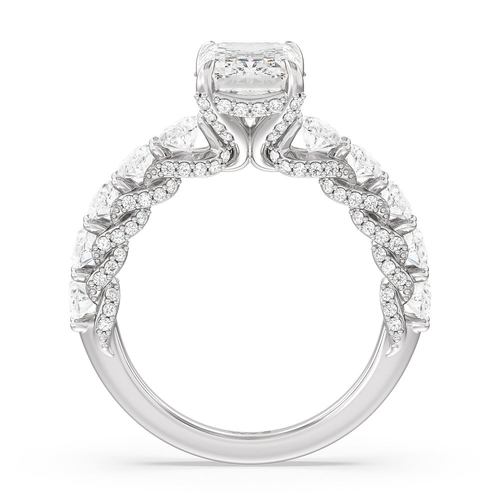 The Roosevelt Ring with Emerald Cut Diamond in 14KT Platinum view 2
