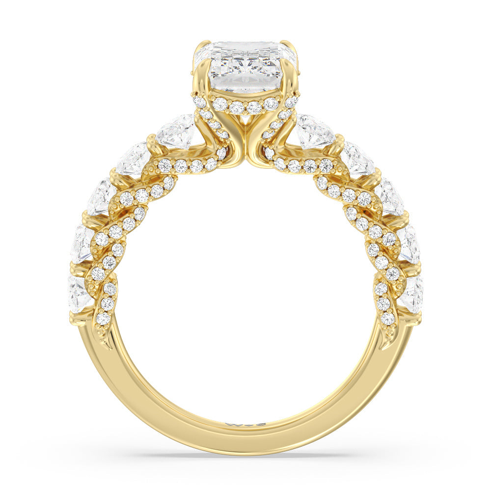 The Roosevelt Ring with Emerald Cut Diamond in 14KT Yellow Gold view 2

