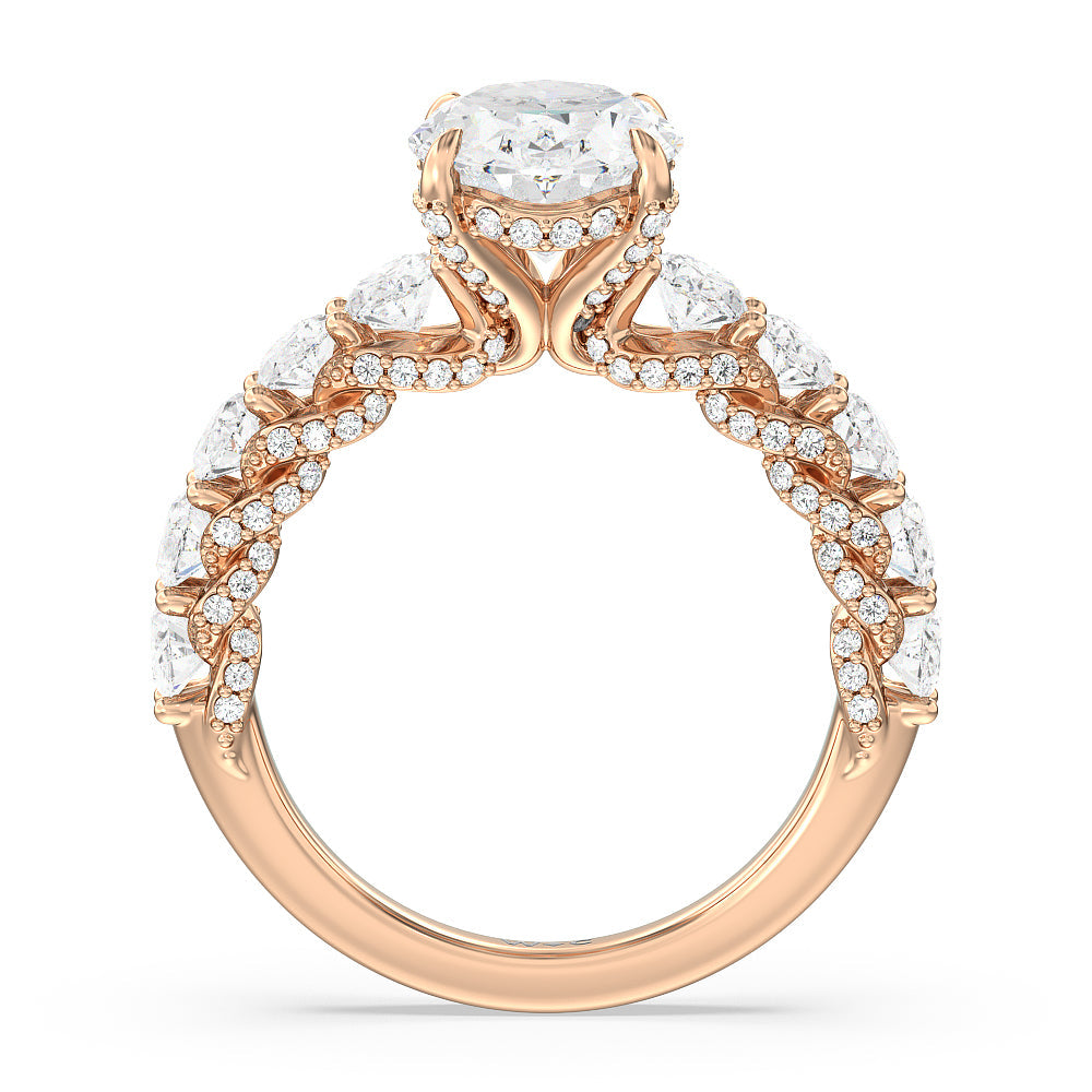 The Roosevelt Ring with Oval Cut Diamond in 14KT Rose Gold view 3
