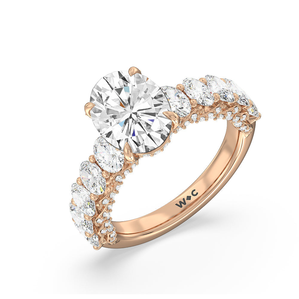 The Roosevelt Ring with Oval Cut Diamond in 14KT Rose Gold view 4
