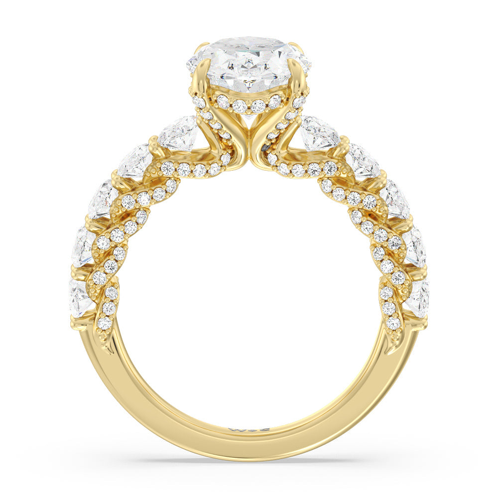 The Roosevelt Ring with Oval Cut Diamond in 14KT Yellow Gold view 3
